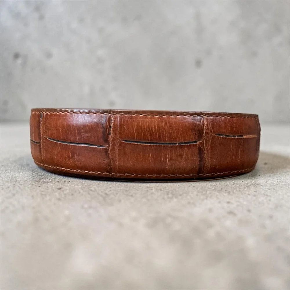 ONYX by Brighton Belt 38 Brown Croc Embossed‎ Leather Western Silver Buckle 1993